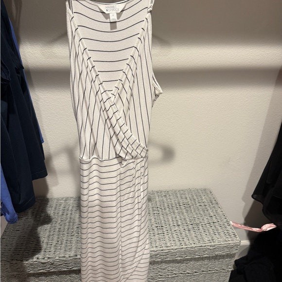 Market & Spruce Black and White Striped Midi Dress - Picture 3 of 4